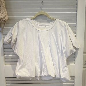 Women's White Bubble Short-Sleeve Top